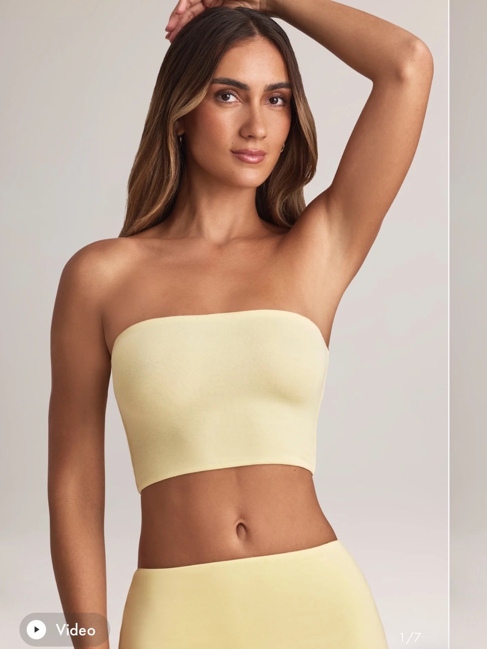 Oh Polly Soft Pastel Yellow Strapless Bandeau Top